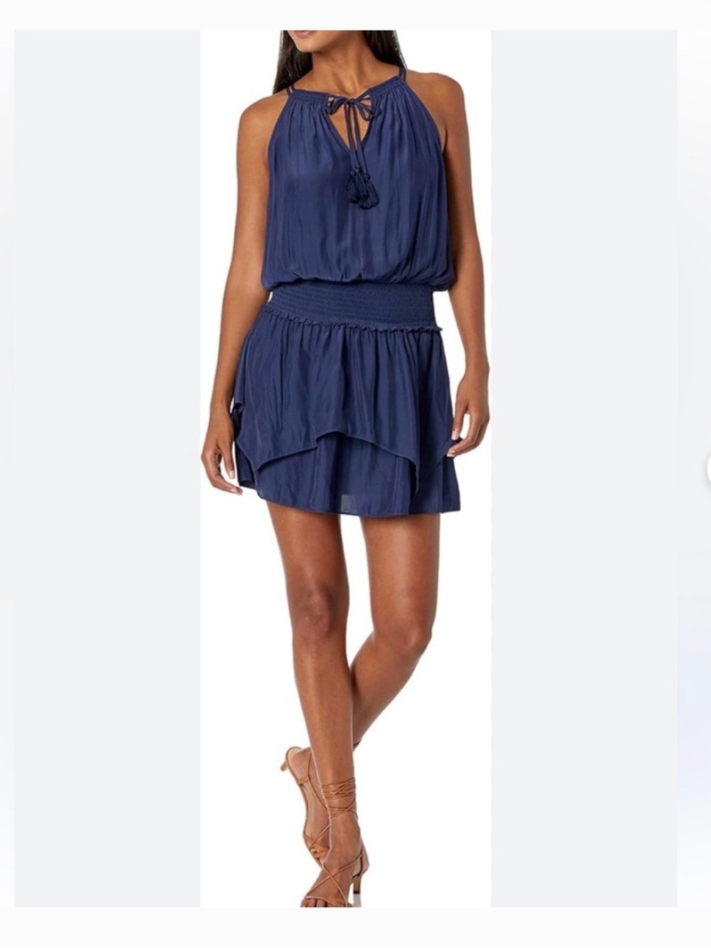 Ramy Brook Navy Blue Halter Mini Dress
